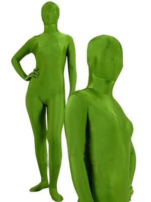 Unicolor Aymy Green Spandex Lycra Unisex Zentai Suit